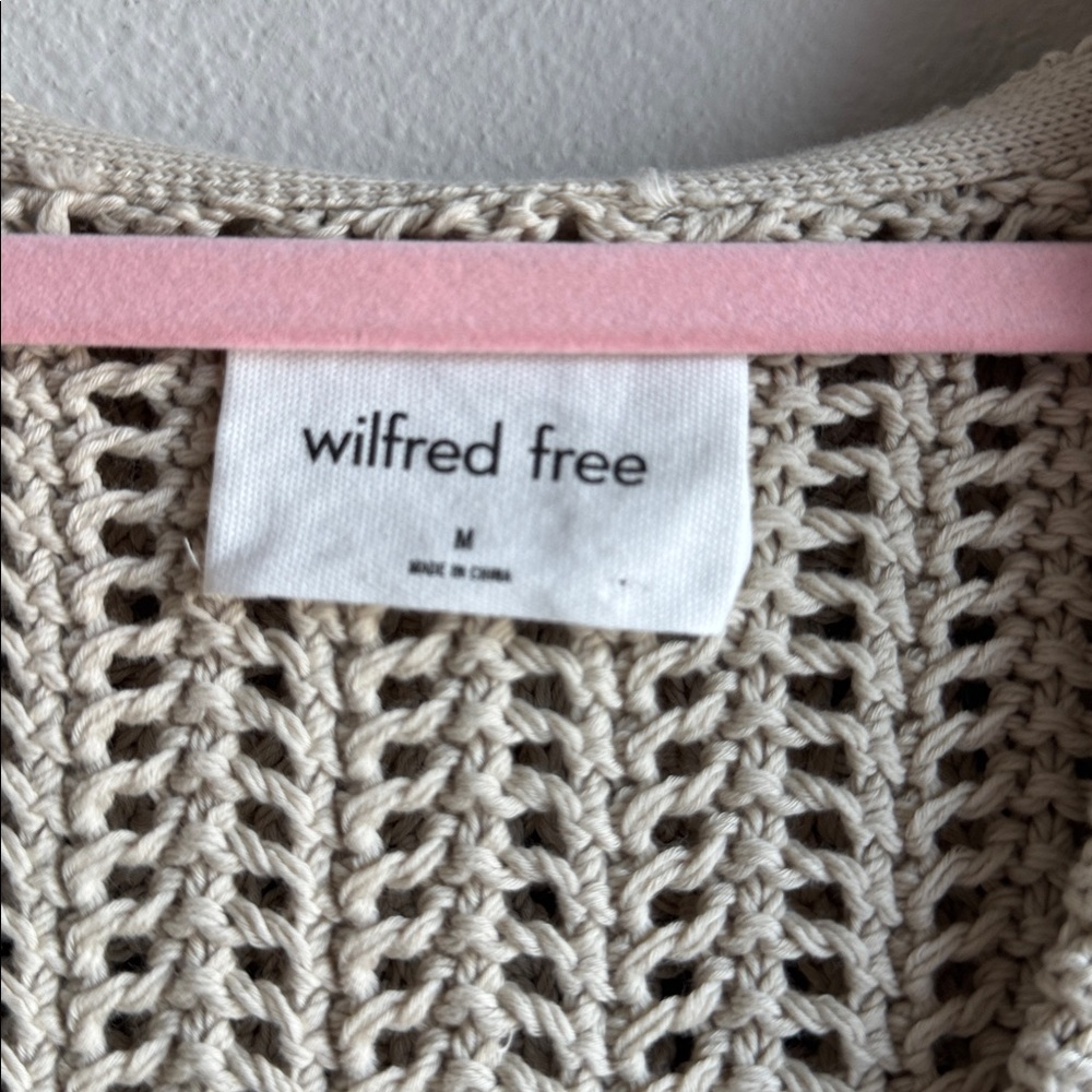 Aritzia Wilfred Free Cardan Hoodie Relaxed cotton knit hoodie Mullein Beige - Picture 3 of 5